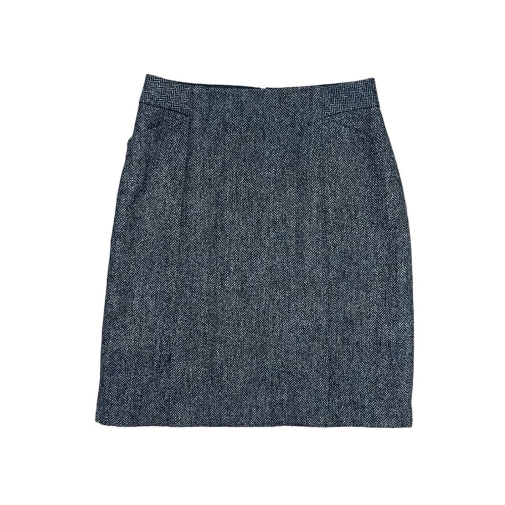 Boden Skirt Women’s Size 6 US Grey Black British Tweed Chevron Wool‎